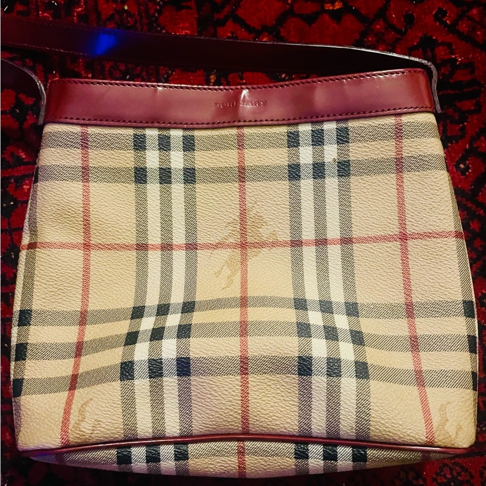 Burberry Beige and Red Checkered Women's Bag